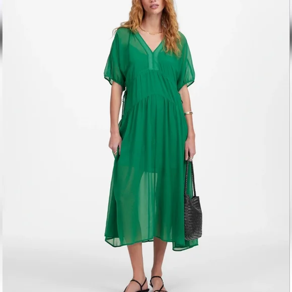 Madewell | Dresses | Madewell Sheer Vneck Dolman Maxi Dress Verdant Green |  Poshmark